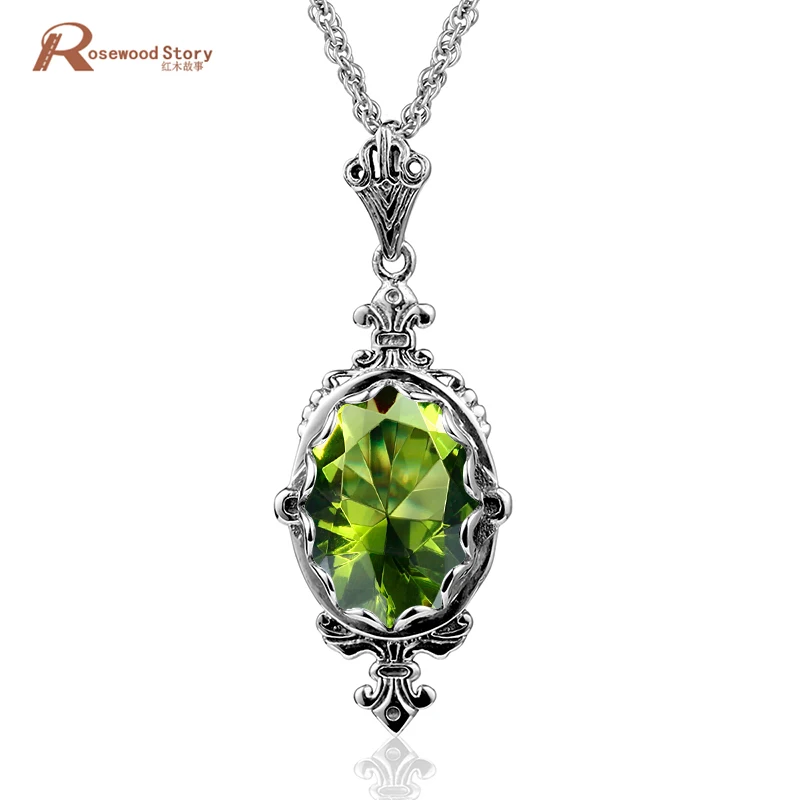 Ожерелье женское из серебра 925 пробы с подвесками|real 925|peridot pendant925 sterling silver pendant |