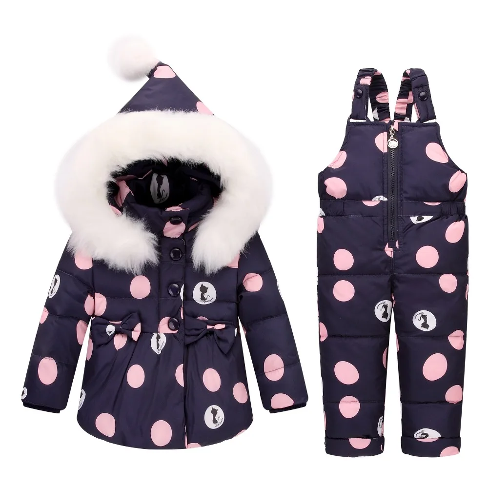 

Winter Children Clothing Set Winter White Duck Down Jacket+Jumpsuit Snowsuit Kid Girl Clothes Set Baby Boy Overalls TZ210