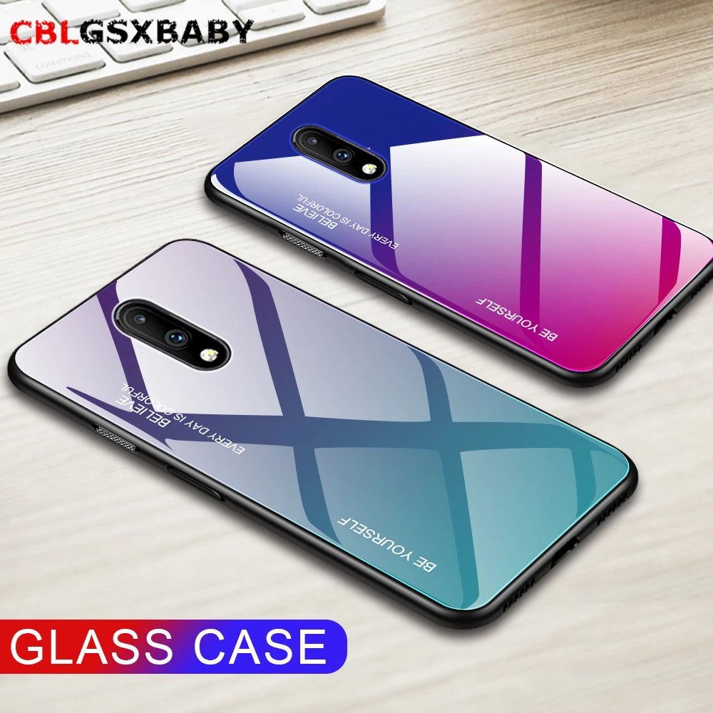 Градиентный стеклянный чехол для Oneplus 6 T силиконовая рамка жесткая стеклянная