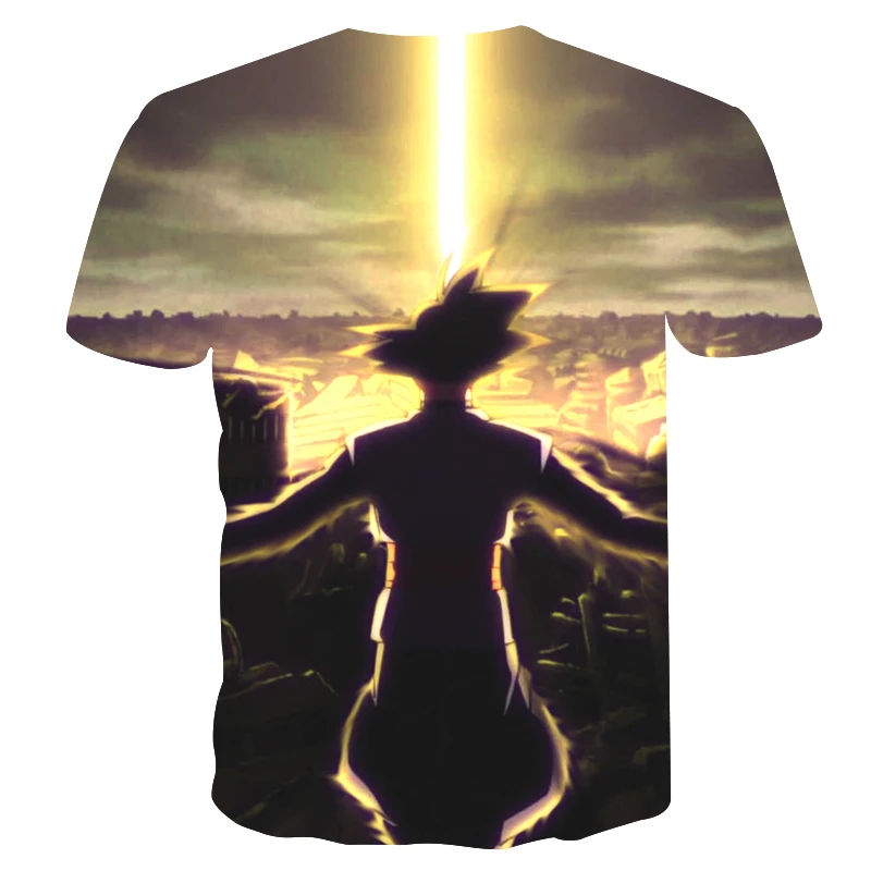 Новые футболки Dragon Ball Z мужские летние повседневные с 3D принтом Super Saiyan Son Goku