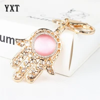 pink hand palm round cute crystal rhinestone charm pendant purse bag car key ring chain creative wedding party gift