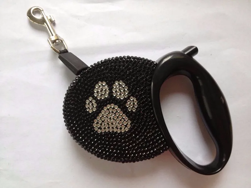 Black Paw Роскошные Стразы, шикарный Выдвижной Поводок для собак, розовый, черный, 3 м, Маленький Средний Поводок для домашних животных, поводок для прогулок, кошек, животных, продукт для чихуахуа - Цвет: Black Paw