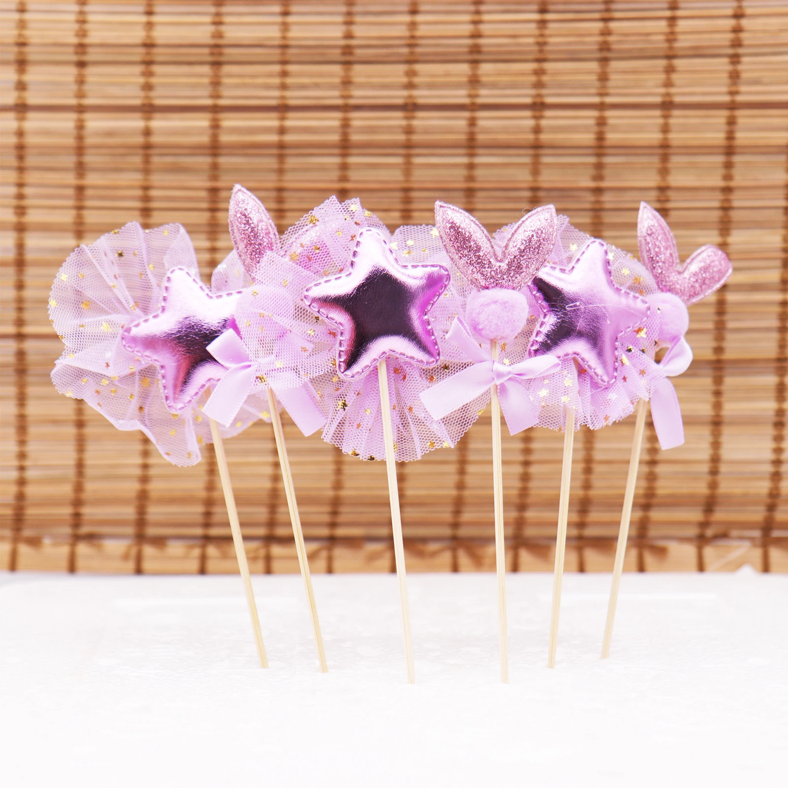 6pcs/set Star Rabbit Cupcake Cake Topper Flag Picks Decoration For Birthday Baby Shower Wedding Party Supply | Дом и сад