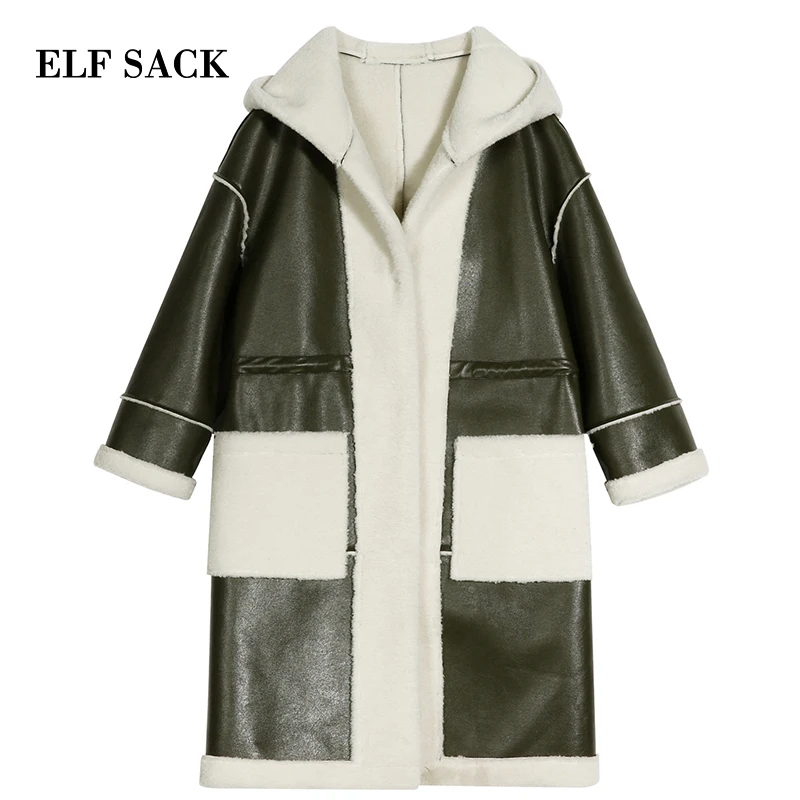 ELFSACK зимняя Новинка теплая Женская куртка из искусственного меха длинное женское
