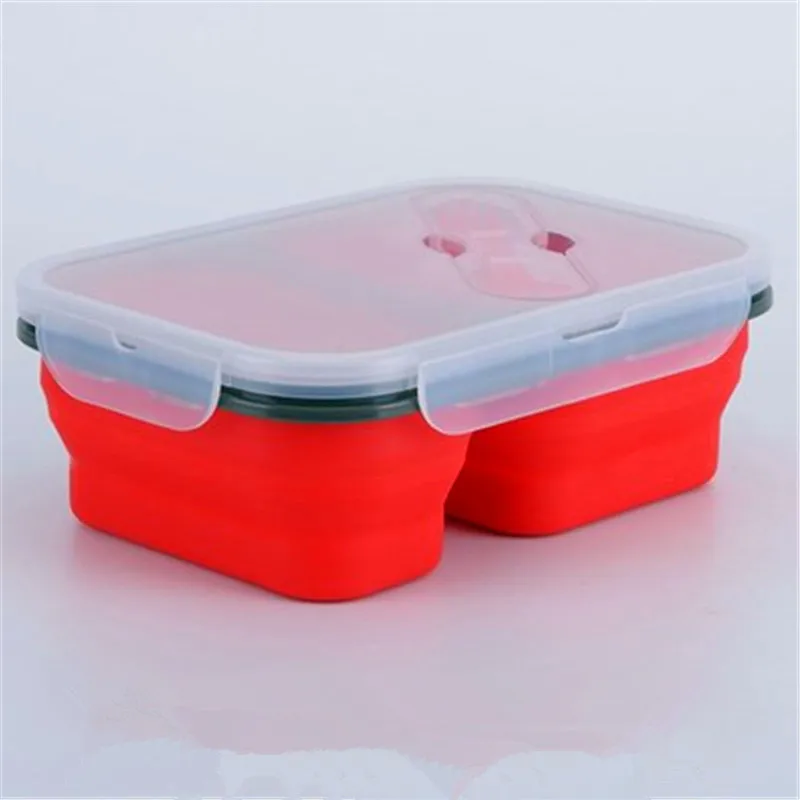 4 Цвета Soild Силиконовый складной Ланчбокс портативный 2/3 ячейки Bento коробка