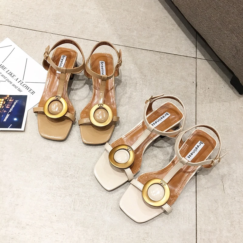 Western famous brand metal ring t-strap sandalias female summer hot narrow band gladiator sandals woman cutout sandalia shoes | Обувь