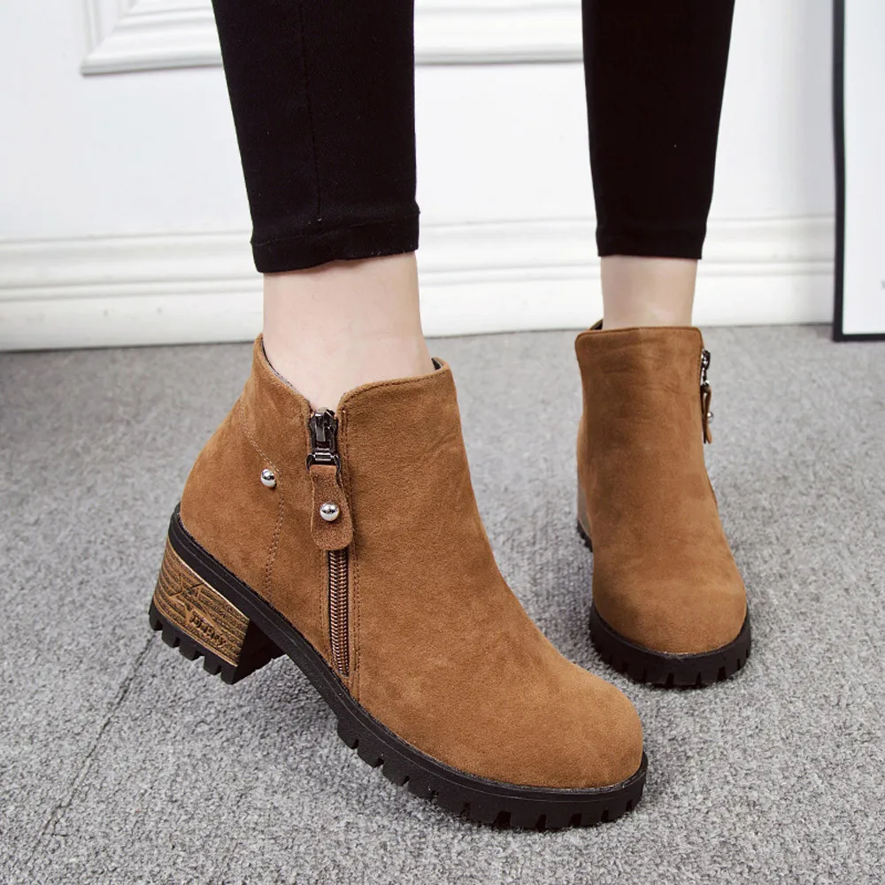 YOUYEDIAN/женские ботинки Martain замшевые ботильоны на высоком каблуке молнии zapatos de mujer