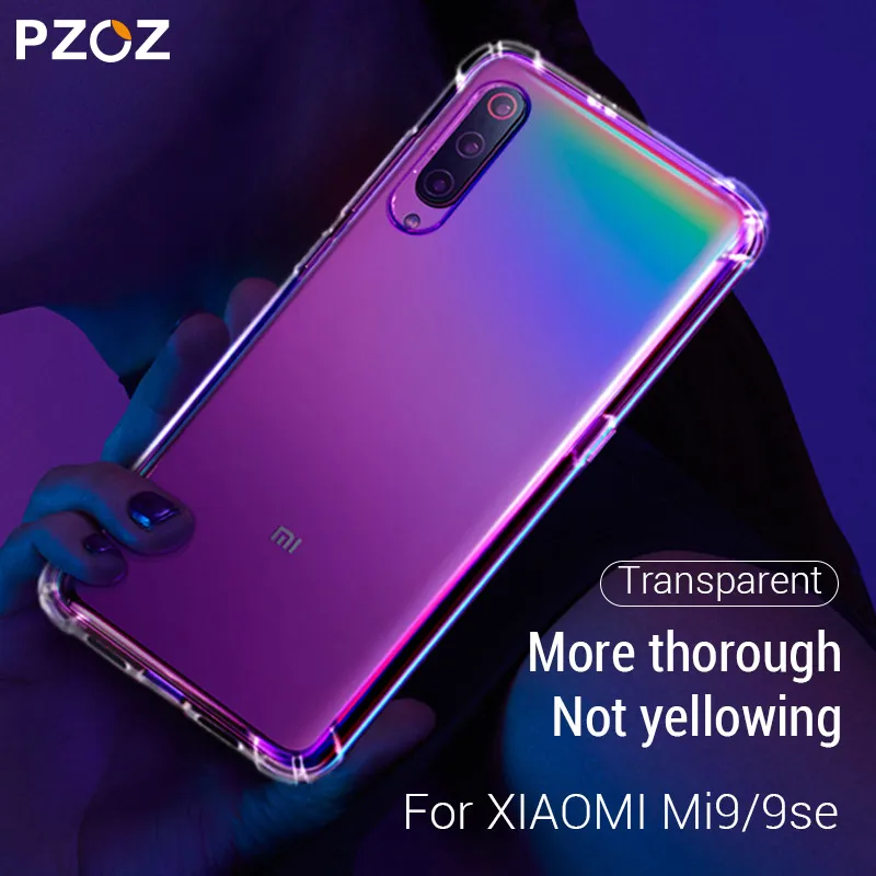 Чехол PZOZ для Xiaomi Mi 9 SE Защитная сумка мобильного телефона прозрачный
