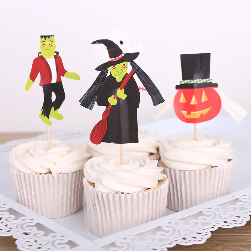 

4pcs/set of Halloween cake cap card ghost festival pumpkin head ghost set birthday card cake card holiday decoration supplies