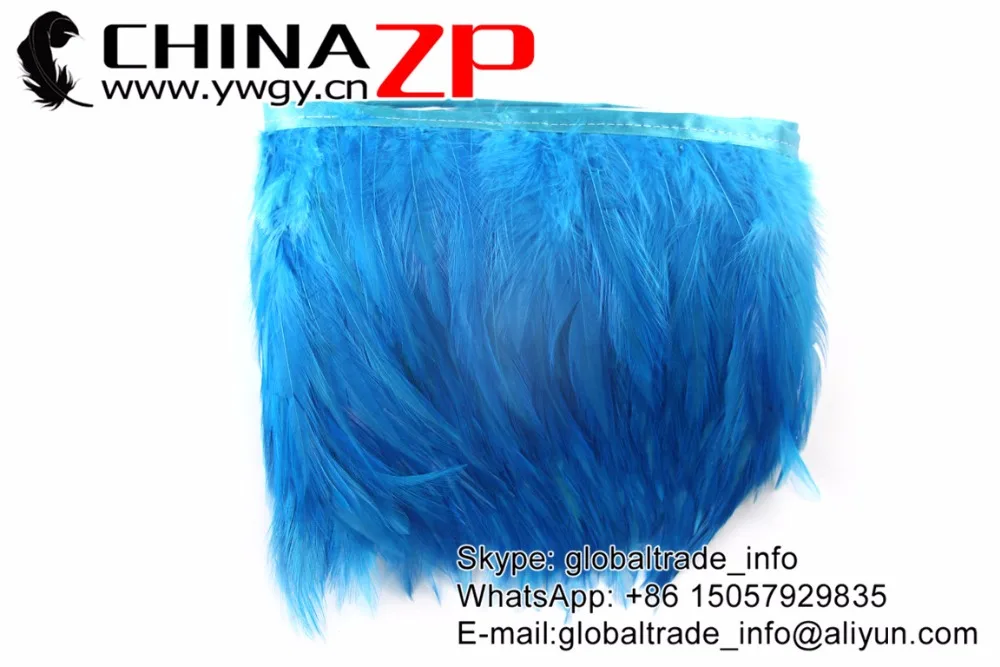 Proveedor de plumaje No.1 CHINAZP Factory, 2 yardas/lote, decoraciones DIY te&ntilde;idas, cuello de Gallo Azul turquesa, Hackle, recorte de plumas-5