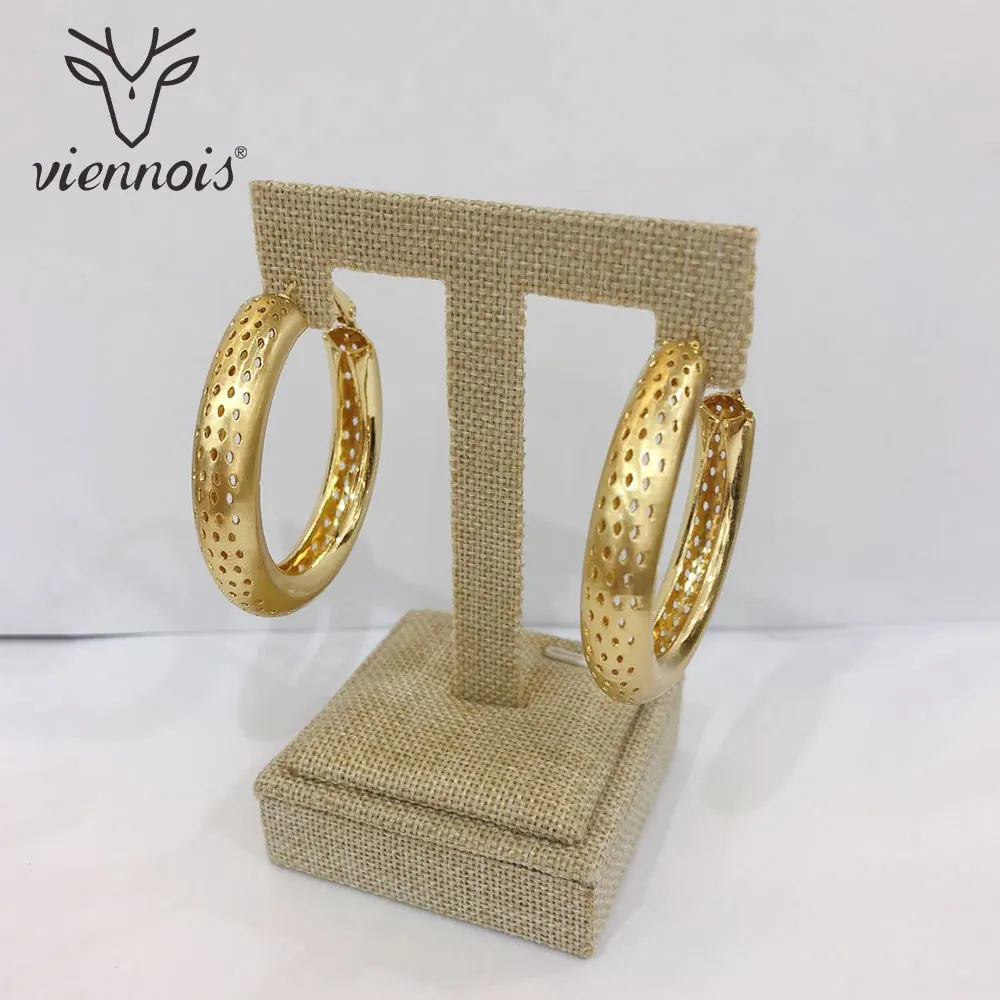 Viennois Rose Gold/GoldSilver Color Big Hoop Earrings for Women Round Hollow Female Trendy Jewelry | Украшения и аксессуары