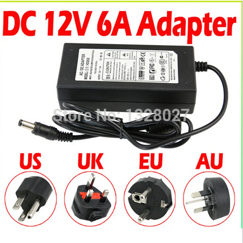 DC LED блок питания зарядное устройство Трансформатор Адаптер 12 В 6A 110 220 до для RGB