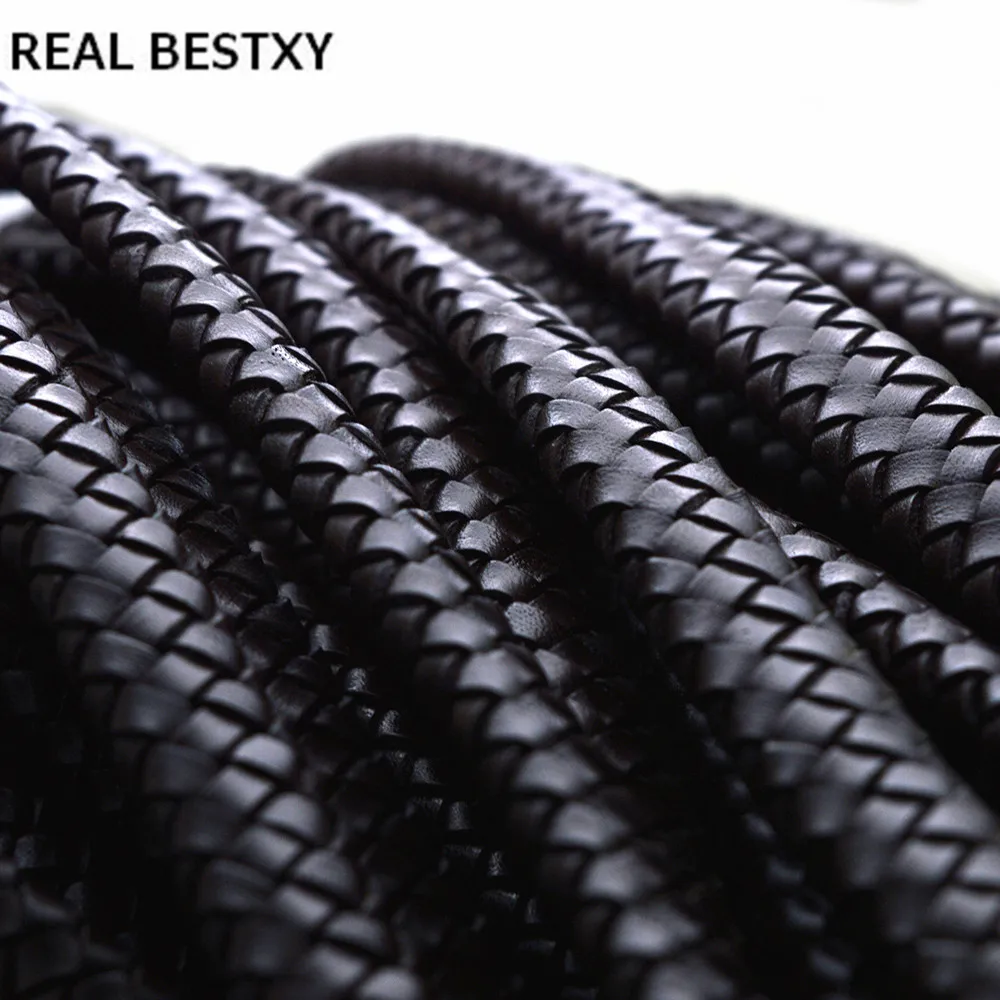 Настоящий BESTXY, 1 м/лот, 12*6 мм, натуральный плоский кожаный шнур, плетеная натуральная кожа, черный/коричневый/синий кожаный шнур для браслетов