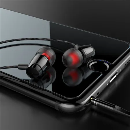 Black Бас наушники 9D металлические наушники-вкладыши Проводная гарнитура Hifi наушники для samsung huawei Xiaomi телефон наушники fone de ouvido MP3 - Цвет: Black