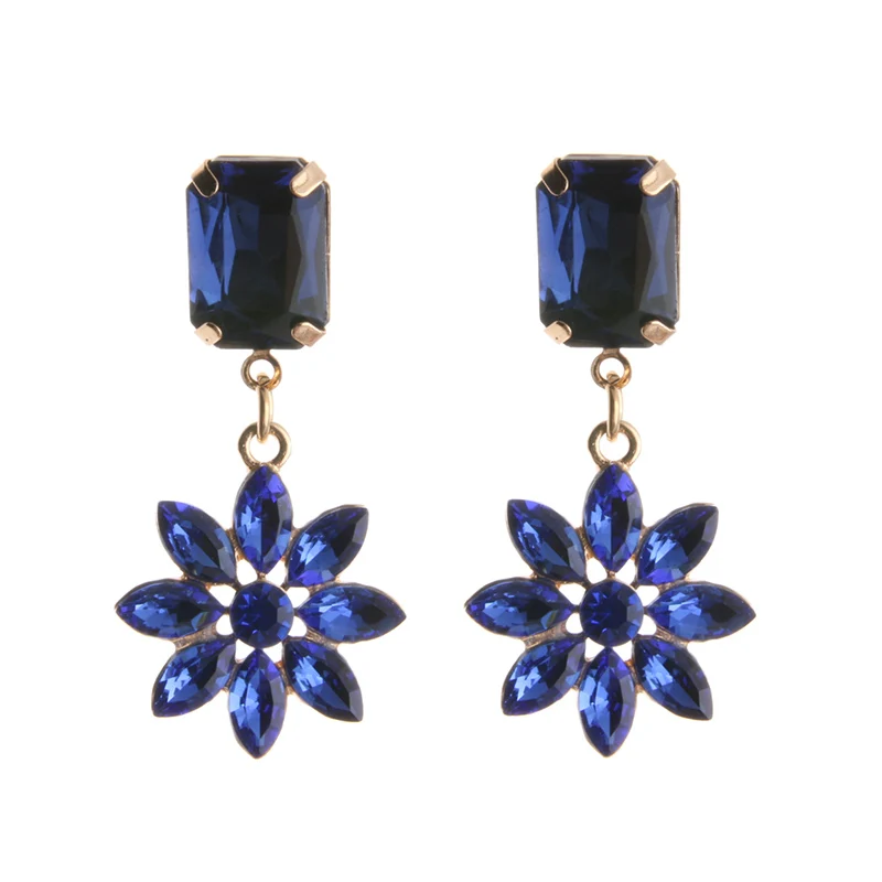 NeeFu WoFu Висячие стеклянные серьги с хрустальными цветами большие висячие из