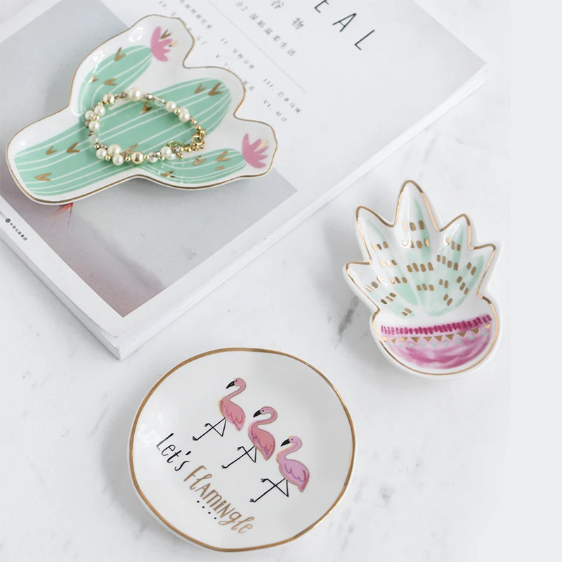 Kawaii Маленькая ручная роспись Фламинго кактус ананас керамический соус десертная