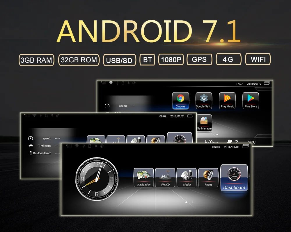 Автомобильный мультимедийный плеер 10 2 дюйма Android 7 1 4G LTE 3 + 32 ГБ dvd радио аудио GPS