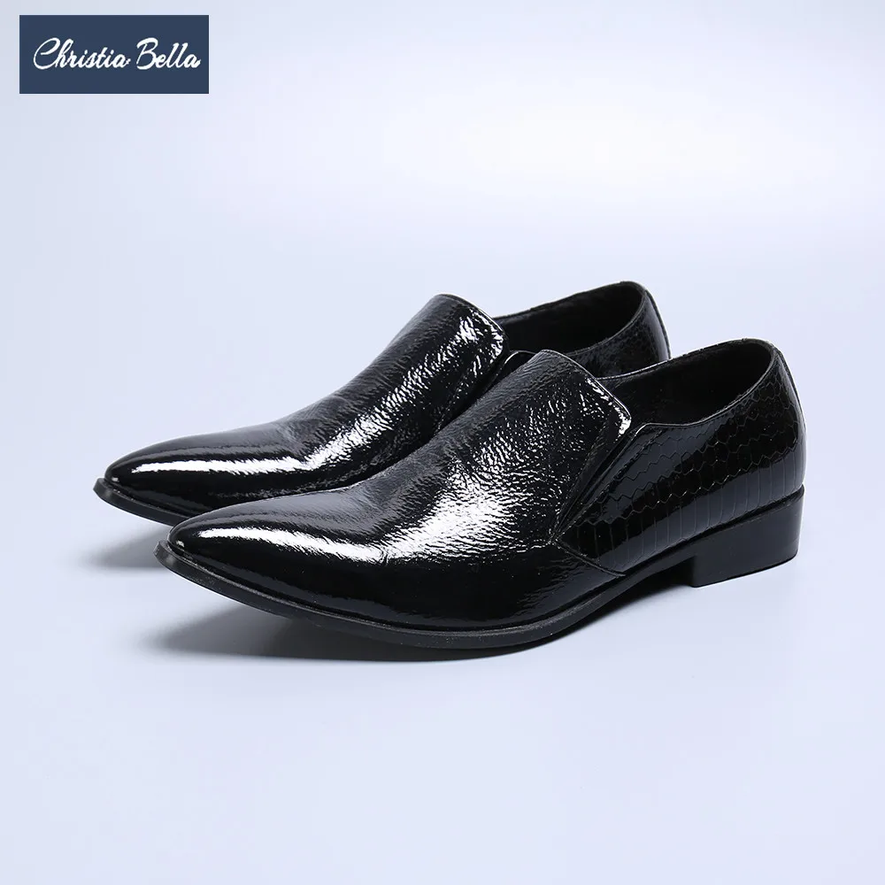 

Christia Bella British Style Business Men Cow Leather Shoes Black Prom Wedding Dress Shoes Men Pointed Toe Oxford Shoes Big Size