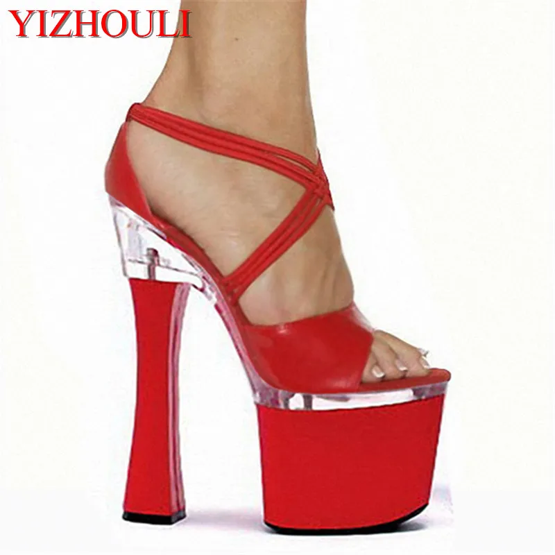 Professional Customize Bride Comfortable Thick Heel 18cm High Heel Shoes Sandals Dance Shoes