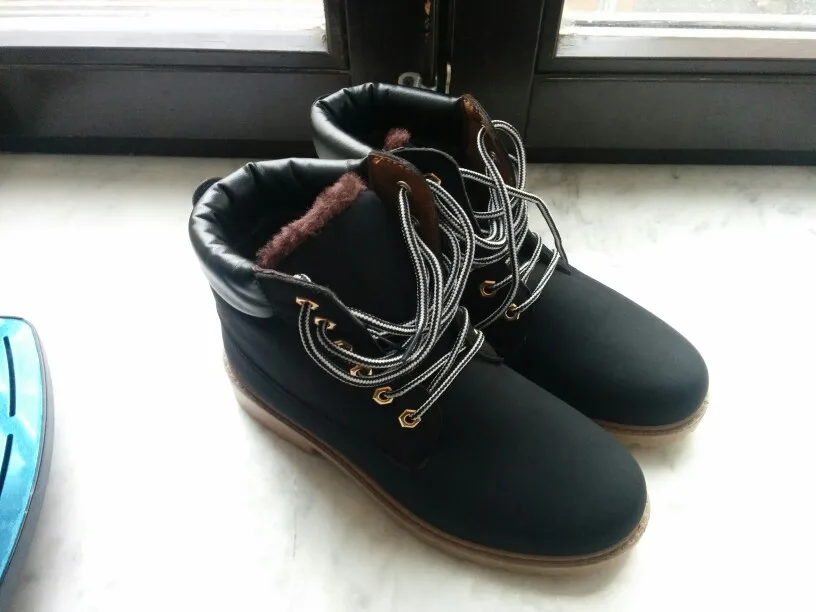 Супер теплые мужские зимние кожаные ботинки водонепроницаемые резиновые для