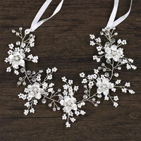 wedding hair band boho style silver colour flower hair vine bride head wreath crystal headpiece for women hair jewelry