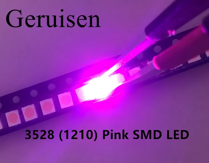 Оптовая продажа розовый POWER TOP 1210 3528 SMD SMT PLCC-2 ультра яркий светодиодный Новый
