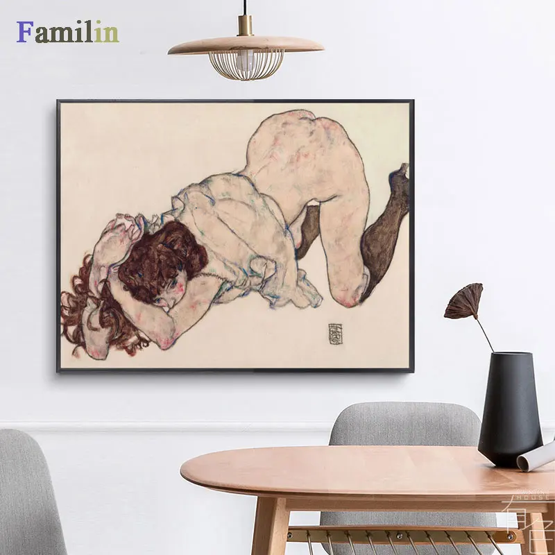Egon Schiele тело цвет деление эскиз фигуры холст искусство печать живопись плакат, настенные картины для гостиной, домашний декор-02