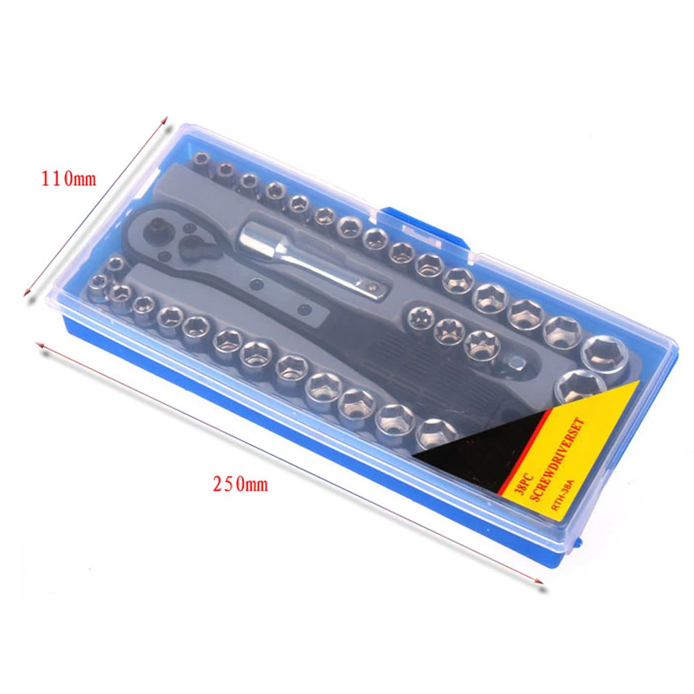 38 шт. SAE &amp Metric 3/8 &quotи 1/4&quot набор гнезд привода трещотка инструментов гаечный