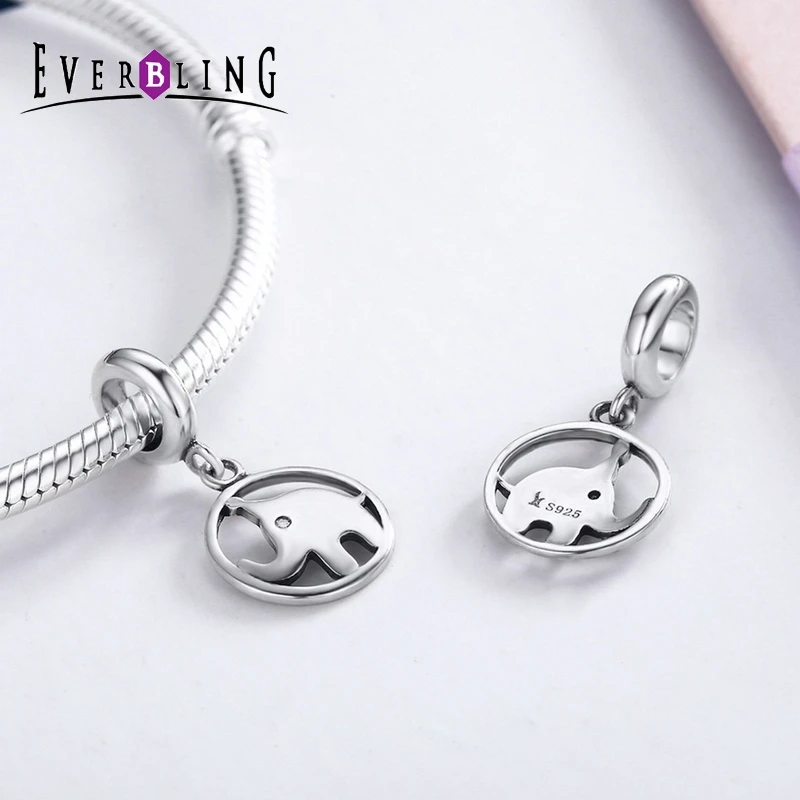 Everbling Jewelry слоненок мотаться 100% стерлингового серебра 925 Шарм Бусины Fit