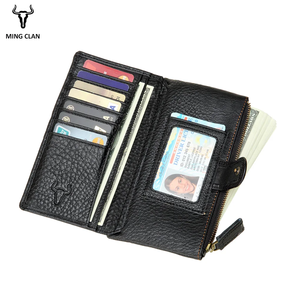 Women Zipper Wallet Genuine Leather Long Wallets With Zipper Pocket Small Clutch Wallet For Women