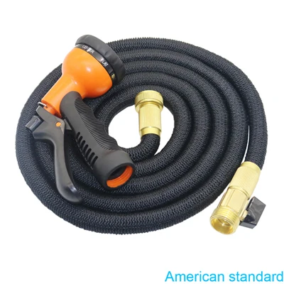 American standard 25FT-50FT удлиняемый садовый шланг волшебный гибкий шланг для автомобиля Вода Садоводство полива с 8 моделей водяной пистолет волшебный шланг - Цвет: American standard