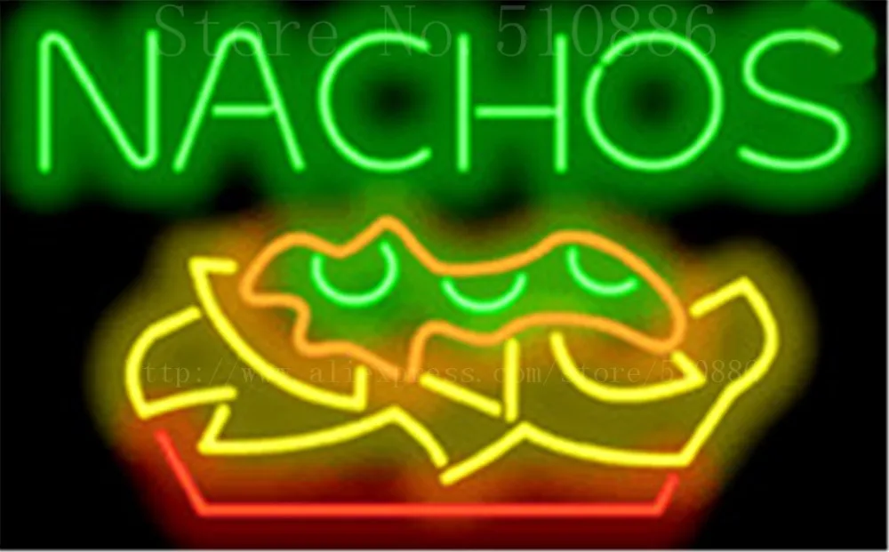 

Nachos неоновая вывеска, Настоящая стеклянная трубка, пивная вывеска для ресторана, витрина для украшения магазина, еда, зерно, обеденный свети...