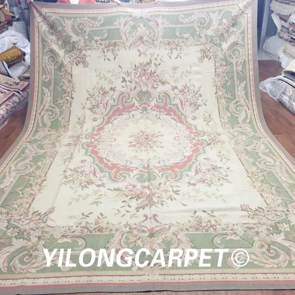Goedkoop Yilong 9'x12 'grote Handgemaakte Aubusson Tapijt Platte Weave Franse Aangepaste Aubusson Tapijt (Au19-9x12)