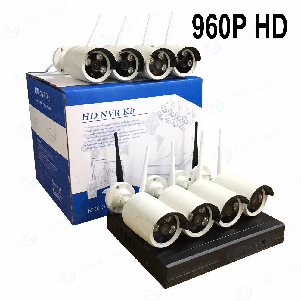 Беспроводная система видеонаблюдения TOPCAM 8 каналов 960P HD H.264 IP66|plug and play|kit kitskit ip |