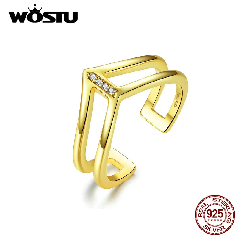 WOSTU горячая Распродажа золотистого цвета кольца в форме самолета 100% Настоящее