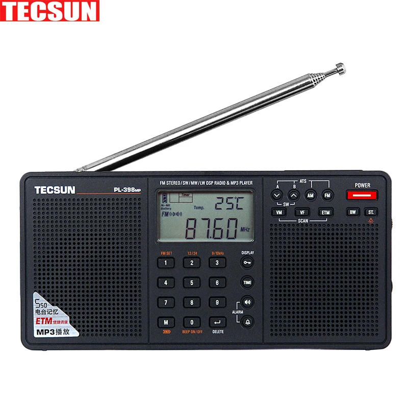 Цифровой тюнинговый радиоприемник Tecsun FM AM SW радио 2 дюйма MP3 плеер