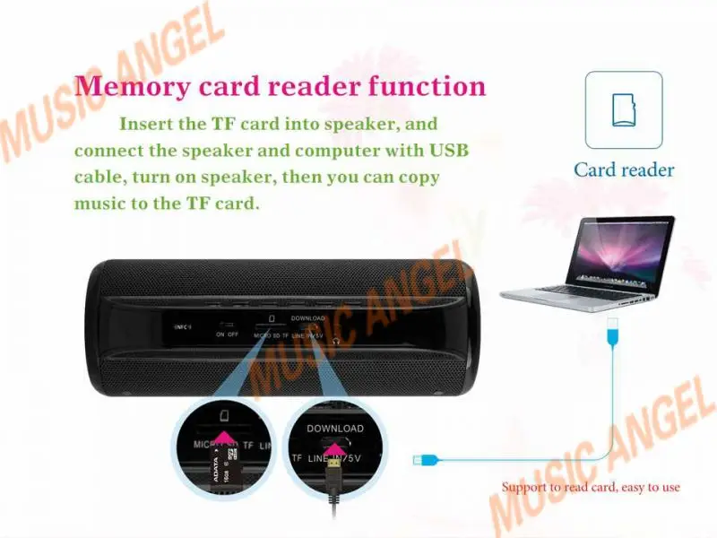 Музыка Ангел JH-MD13BT 4 Вт* 2 Bluetooth 4,0 беспроводной радио динамик с FM TF SD карта Колонка со слотом громкой связи вызов, загрузка
