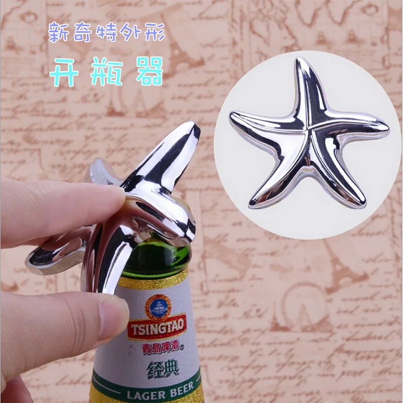 

Beach Themed Wedding Favors Silver Starfish Design Wine Bottle Opener Sea Star Beer Cap Openers Party Giveaways For Guest 10PCS