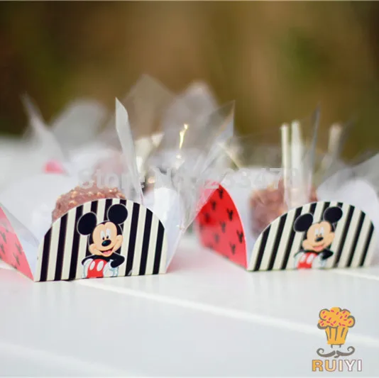 Candy Box 50pcs Красный Детский комплект для украшения дня рождения с изображением Микки из мультфильма; вечерние принадлежности для дня рождения - Цвет: Candy Box 50pcs