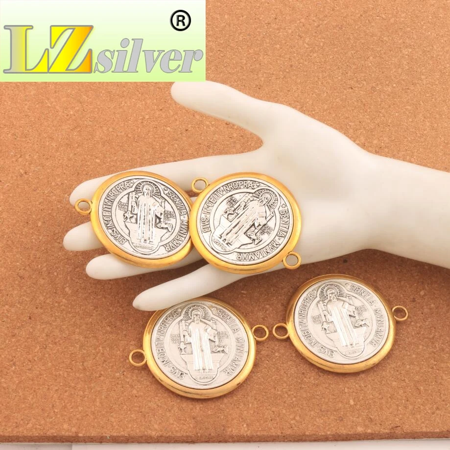 

65.6x51.7mm Saint St Benedict Medal Cross Spacer End Connector 6PCS zinc alloy And Fit Necklace Jewelry DIY L1702