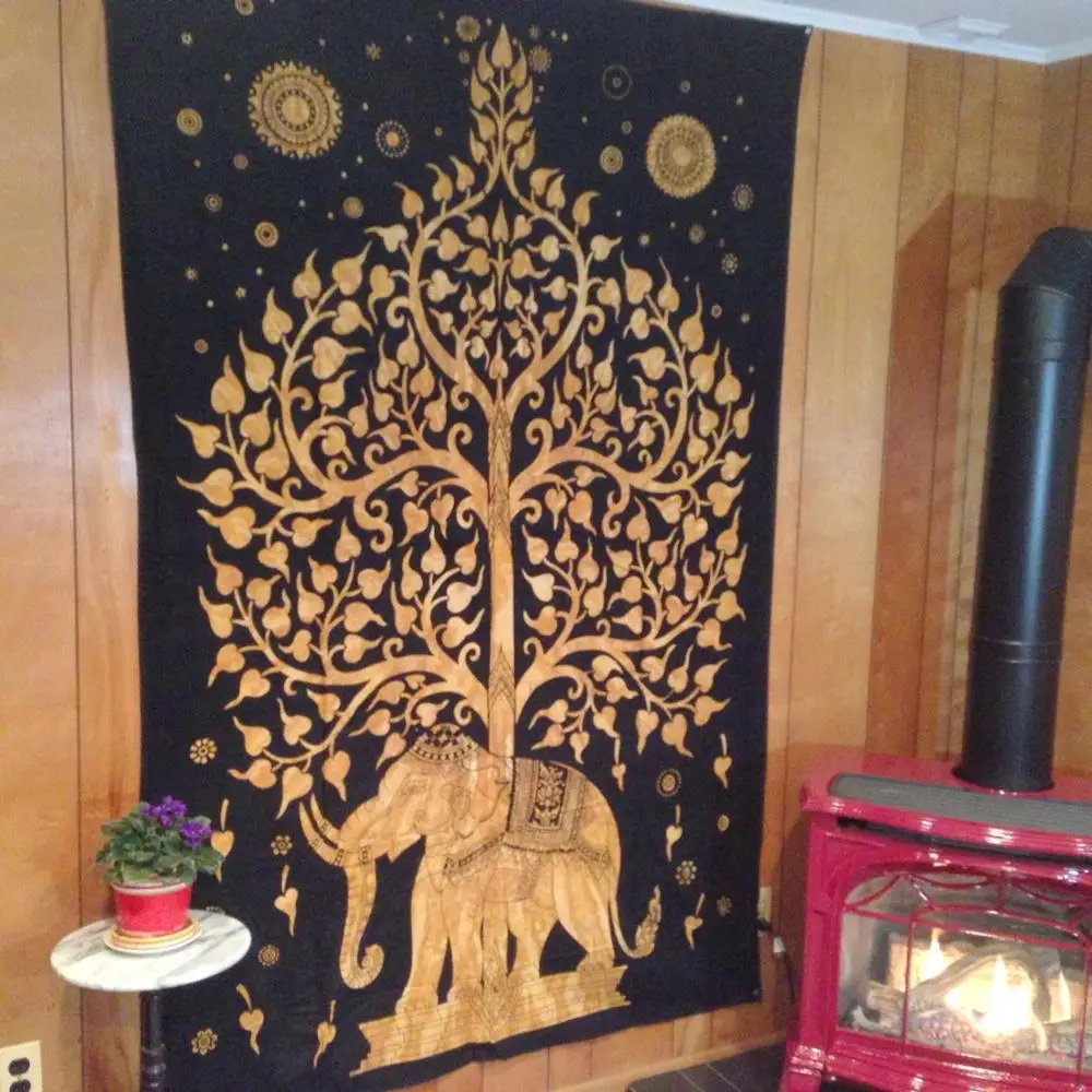 Новый Индийский Слон гобелены aubusson Дерево жизни Декор Мандала пляжный коврик