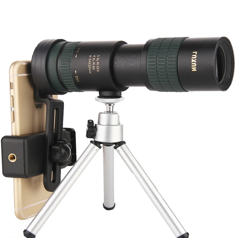 

8-24X30 Zoom Telescope Dual Focus Monocular Scopes BAK4 Prism Lens Smartphone Adapter & Tripod for Bird Watching Hunting Hiking