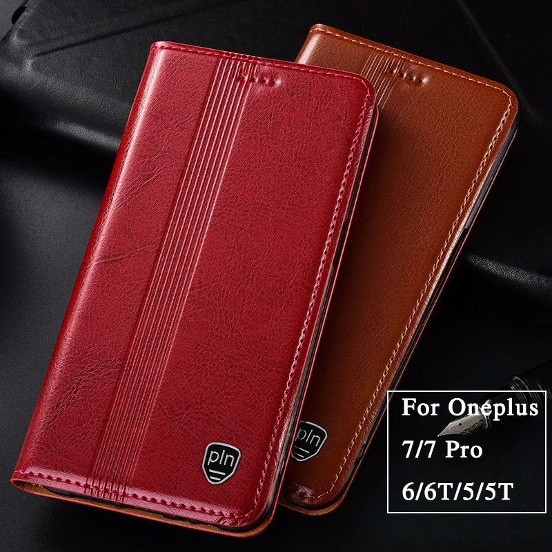 Защитный чехол из натуральной кожи с откидной крышкой для Oneplus 7/7 Pro/6/6T/5/5T защитой