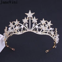janevini goldsilver stars women tiaras headwear pearl luxury rhinestones beaded baroque wedding party crowns bride headpieces