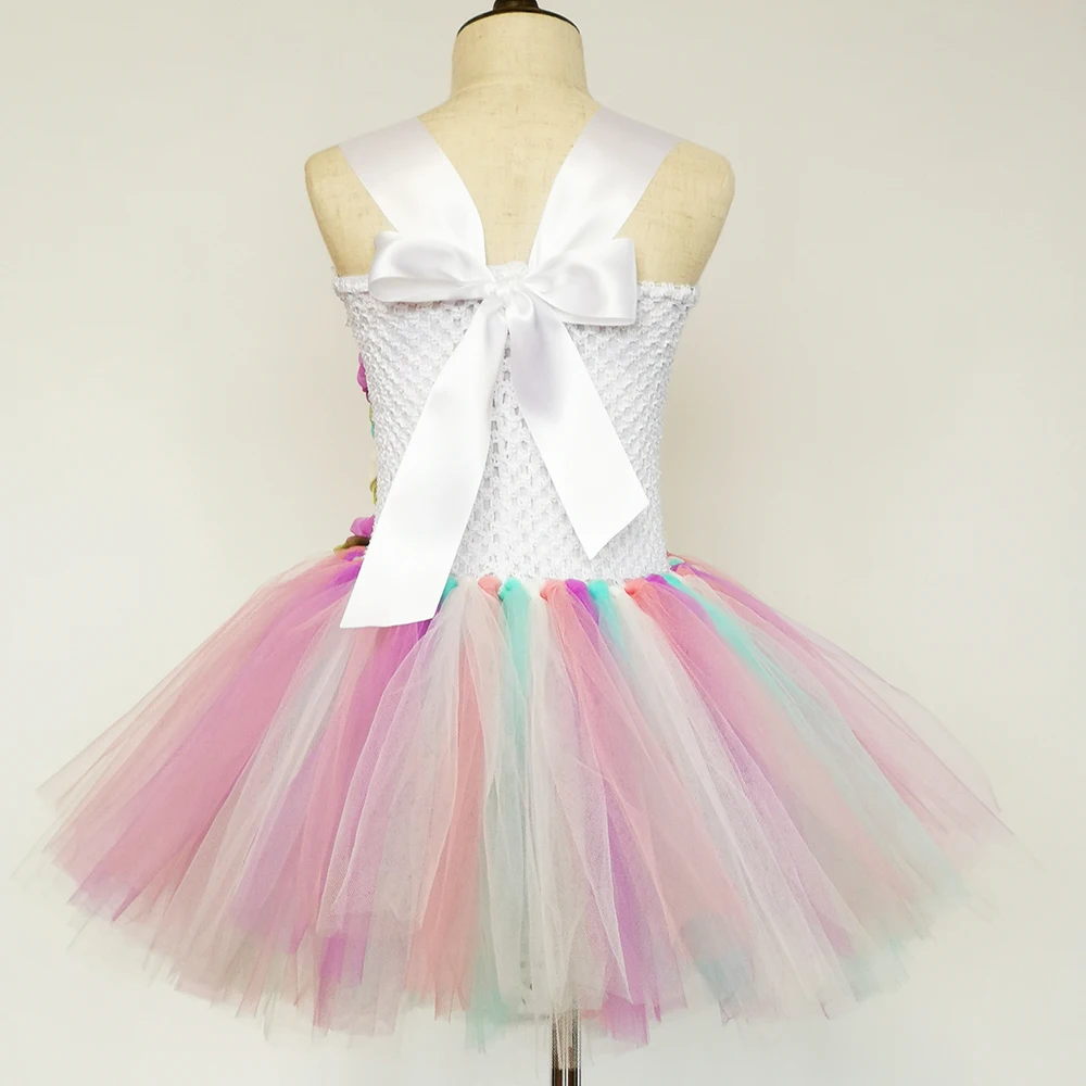 Пастельное платье-пачка с единорогом для маленьких девочек цветами дня рождения