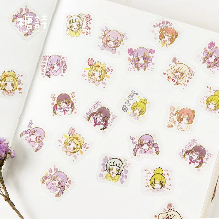 100 шт./кор. Kawaii клейкие наклейки для девочек DIY декоративные канцелярские Эсколар