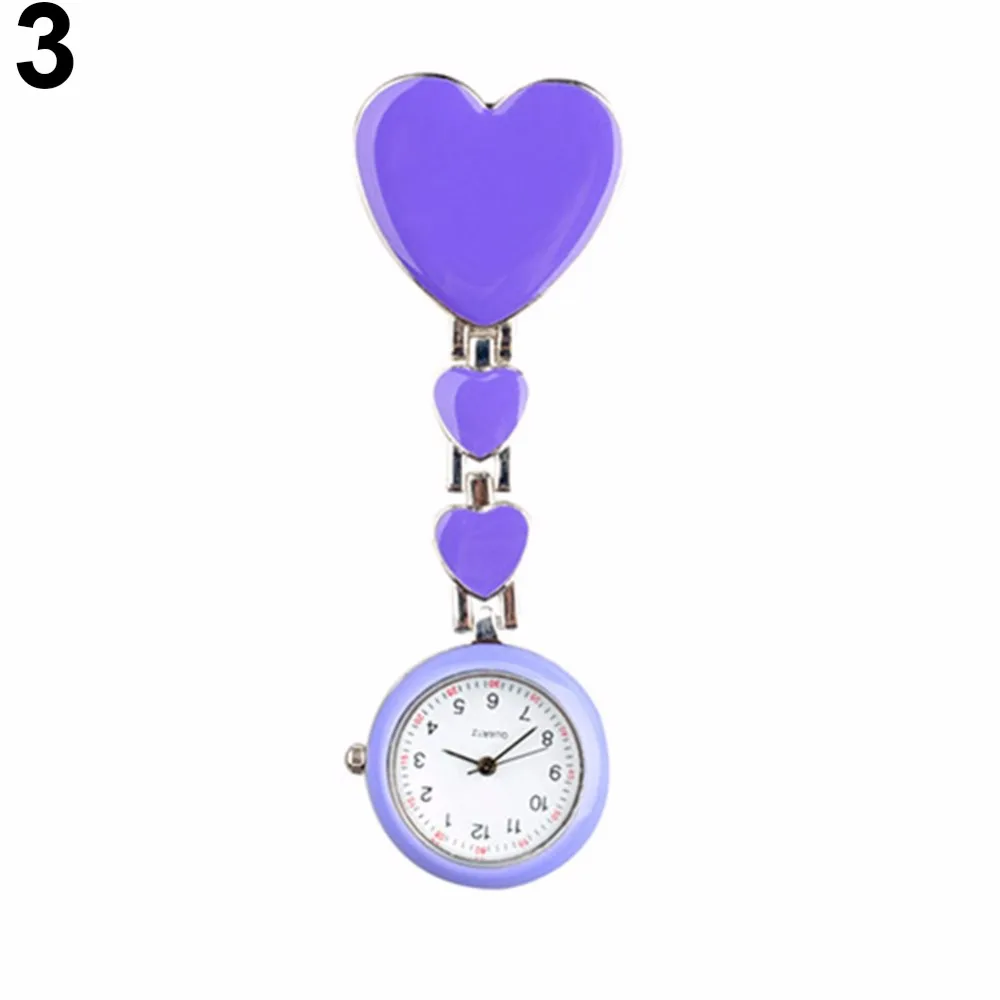 

Fashion Alloy Heart Love Quartz Women Clip-on Brooch Nurse Pocket Fob Watch