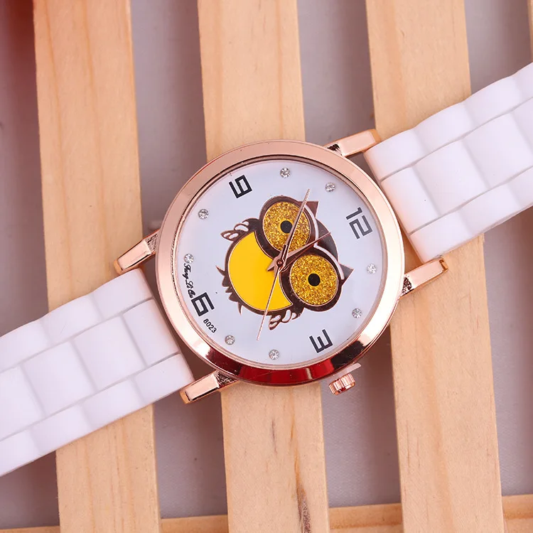 Новые женские силиконовые часы в стиле ретро с золотой совой модные наручные Reloj