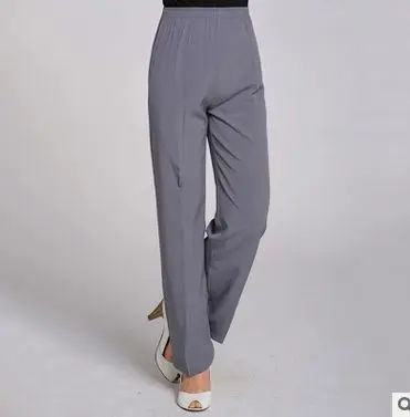 100% крепдешин эластичная тонкая талия прямые брюки полная длина|straight pants|full length