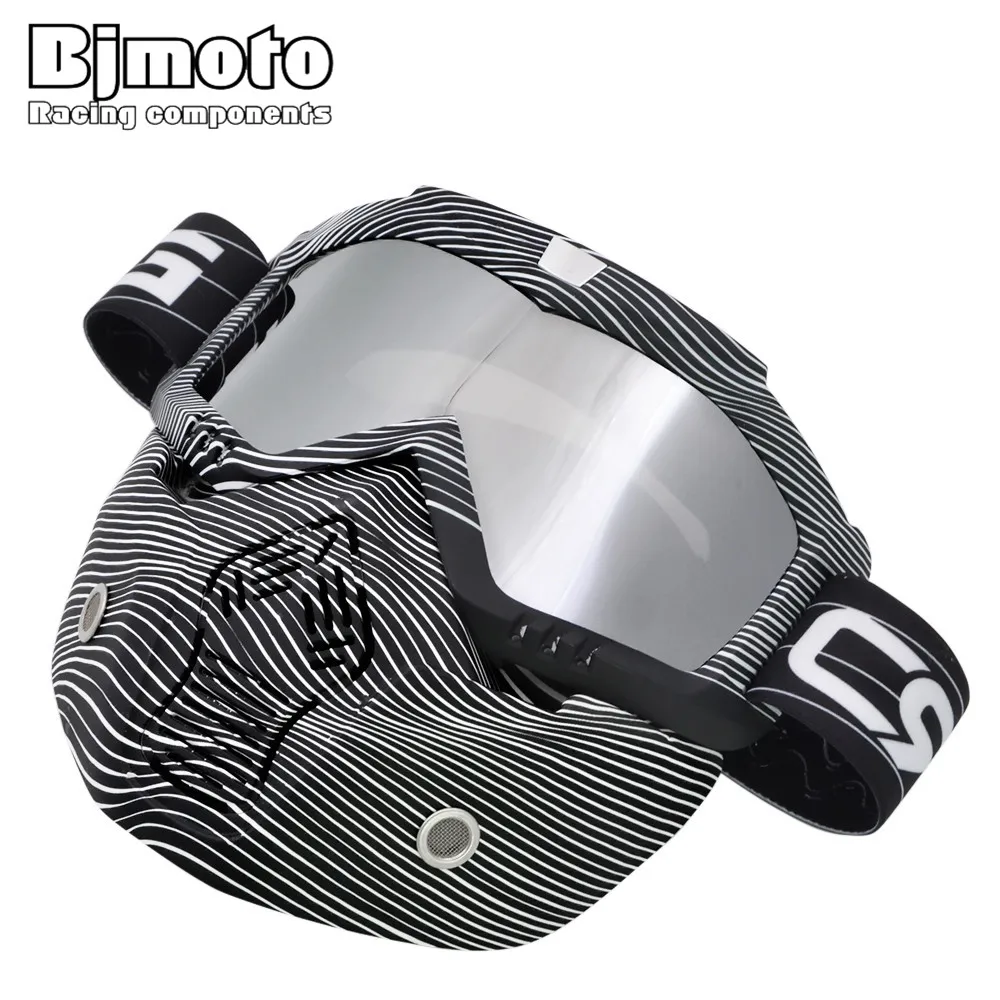 BJMOTO винтажная маска на шлем для лица съемные очки мотокросса самокат реактивные